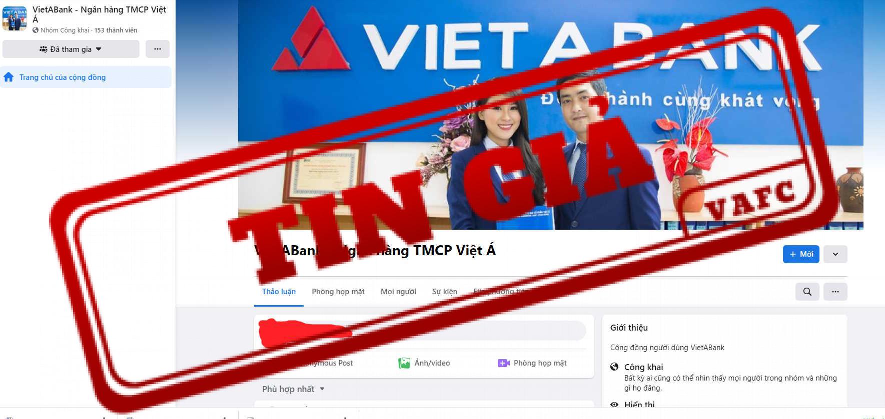 Giả mạo group của Ngân hàng TMCP Việt Á trên Facebook- Ảnh 1.