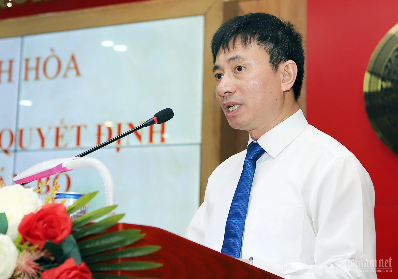Ông Phạm Quốc Hoàn phát biểu tại lễ công bố nhận chức Giám đốc Sở TT&TT Khánh Hòa.