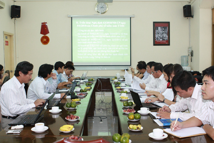 Toàn cảnh buổi làm việc giữa Đoàn công tác Bộ TT&TT với Sở TT&TT TP Hồ Chí Minh