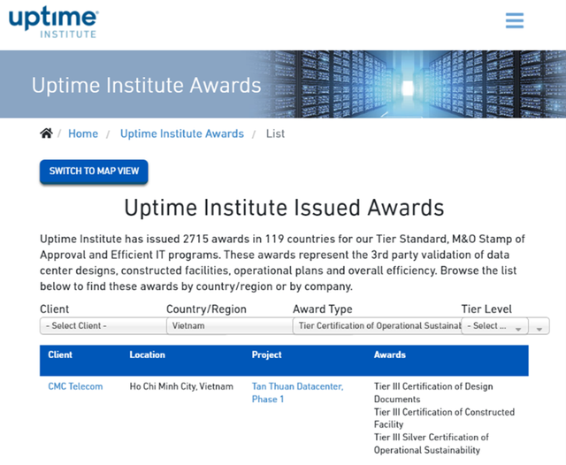 Việt Nam có Data Center đầu tiên sở hữu chứng chỉ 
Vận hành bền vững của Uptime
- Ảnh 1.