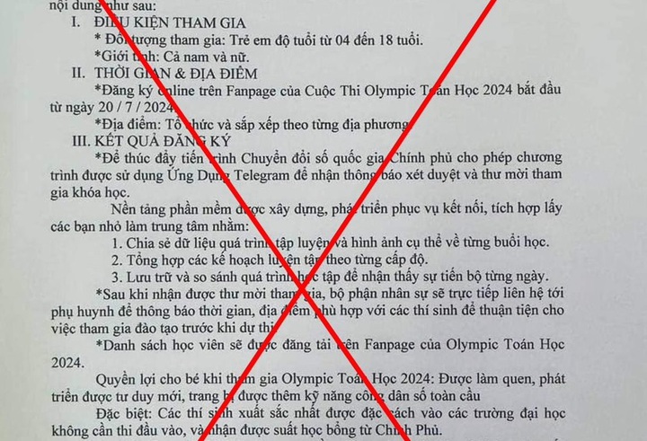 Bộ GD-ĐT cảnh báo văn bản giả mạo thông báo tham gia thi Olympic toán học- Ảnh 1.