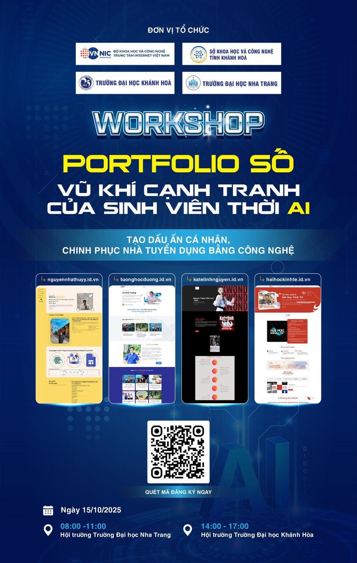 Sinh viên Khánh Hòa bùng nổ hứng khởi với chuỗi Workshop “Khởi tạo Portfolio số - Vũ khí cạnh tranh của sinh viên thời AI” - Ảnh 1.