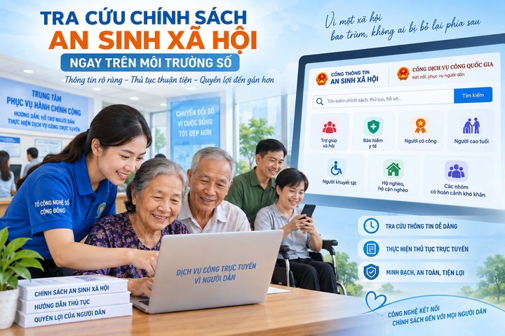 Tra cứu ch&iacute;nh s&aacute;ch an sinh x&atilde; hội ngay tr&ecirc;n m&ocirc;i trường số- Ảnh 1.
