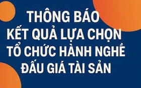 Thông báo kết quả lựa chọn tổ chức hành nghề đấu giá tài sản
