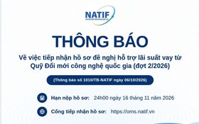NATIF tiếp nhận hồ sơ đề nghị hỗ trợ lãi suất vay đợt 2/2026