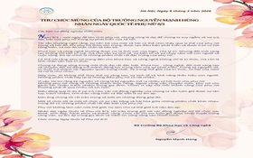 Thư chúc mừng của Bộ trưởng Nguyễn Mạnh Hùng nhân Ngày Quốc tế Phụ nữ 8/3