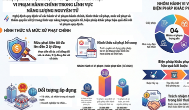 Phạt tối đa 2 tỷ đồng đối với tổ chức vi phạm hành chính về năng lượng nguyên tử
