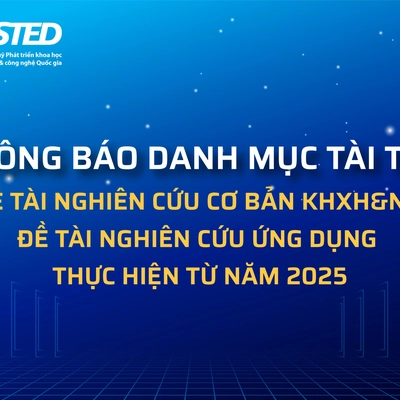 Thông báo Kết quả phê duyệt Danh mục đề tài Nghiên cứu cơ bản trong lĩnh vực KHXH và Nghiên cứu ứng dụng do Quỹ Phát triển KH&CN Quốc gia tài trợ thực hiện